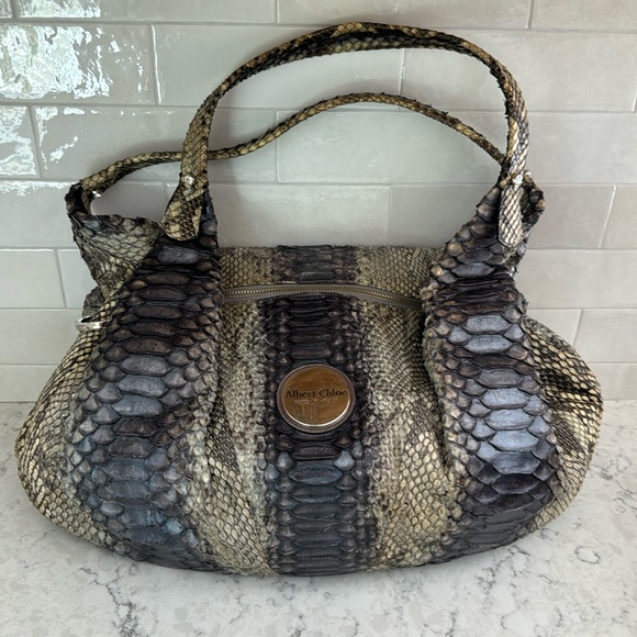 Albert Chloe Handbags - Albert Chloe authentic metallic python bag